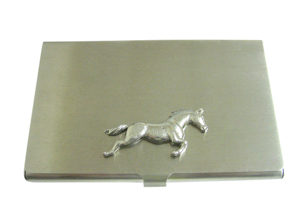 Silver Toned Textured Horse Business Card Holder