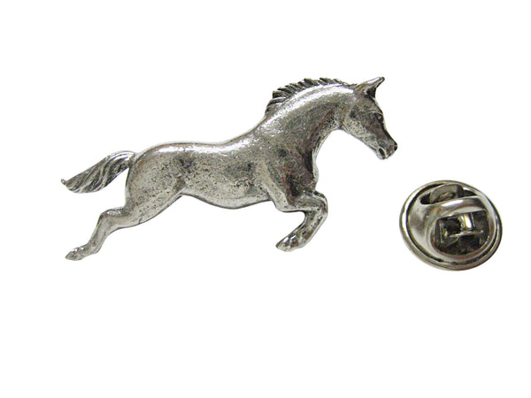 Silver Toned Textured Horse Lapel Pin