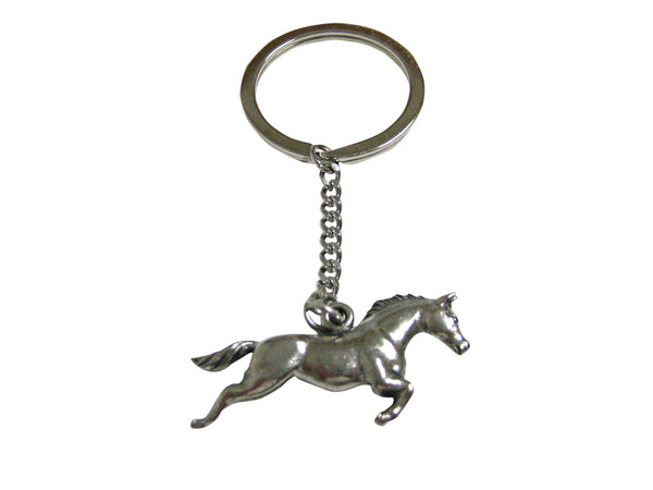 Silver Toned Textured Horse Pendant Keychain