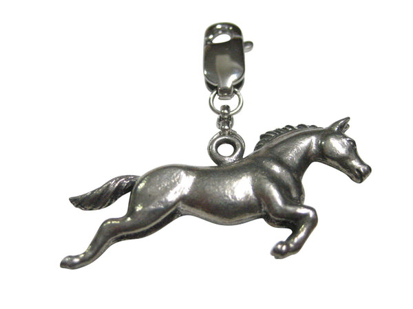 Silver Toned Textured Horse Pendant Zipper Pull Charm