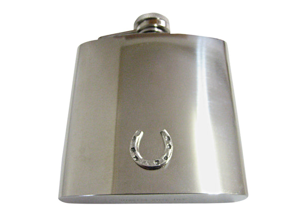 Silver Toned Textured Horse Shoe 6 Oz. Stainless Steel Flask