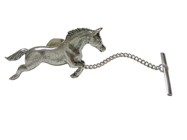 Silver Toned Textured Horse Tie Tack