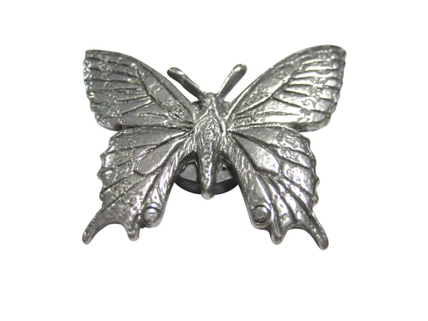Silver Toned Textured Large Butterfly Magnet