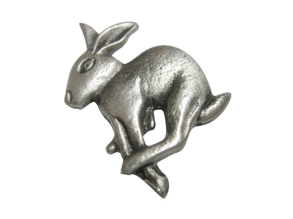 Silver Toned Textured Leaping Rabbit Hare Pendant Magnet