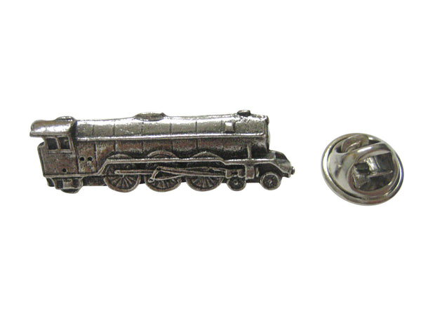 Silver Toned Textured Locomotive Train Lapel Pin