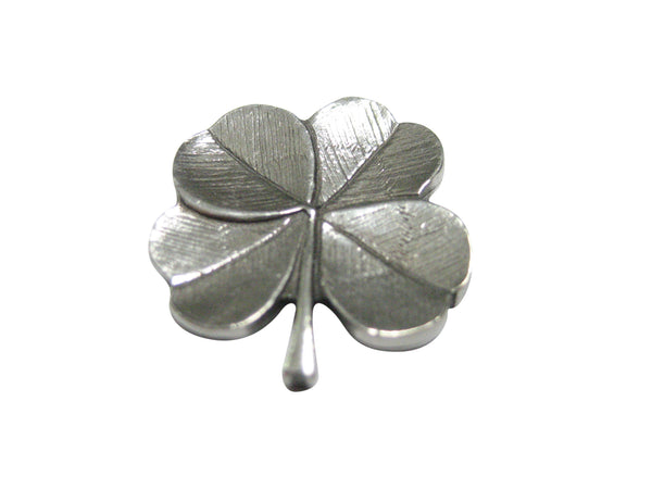 Silver Toned Textured Lucky Four Leaf Clover Magnet