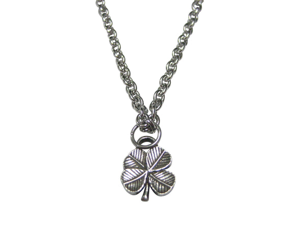 Silver Toned Textured Miniature 4 Leaf Clover Necklace
