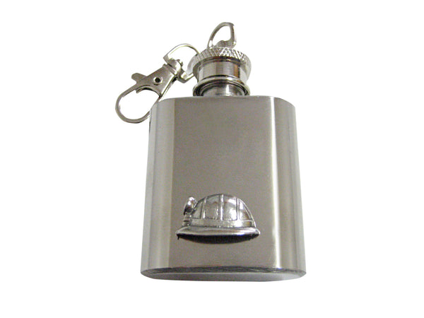 Silver Toned Textured Mining Helmet 1 Oz. Stainless Steel Key Chain Flask