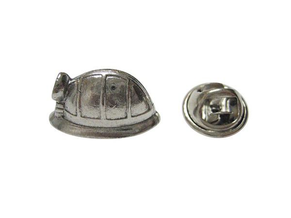 Silver Toned Textured Mining Helmet Lapel Pin