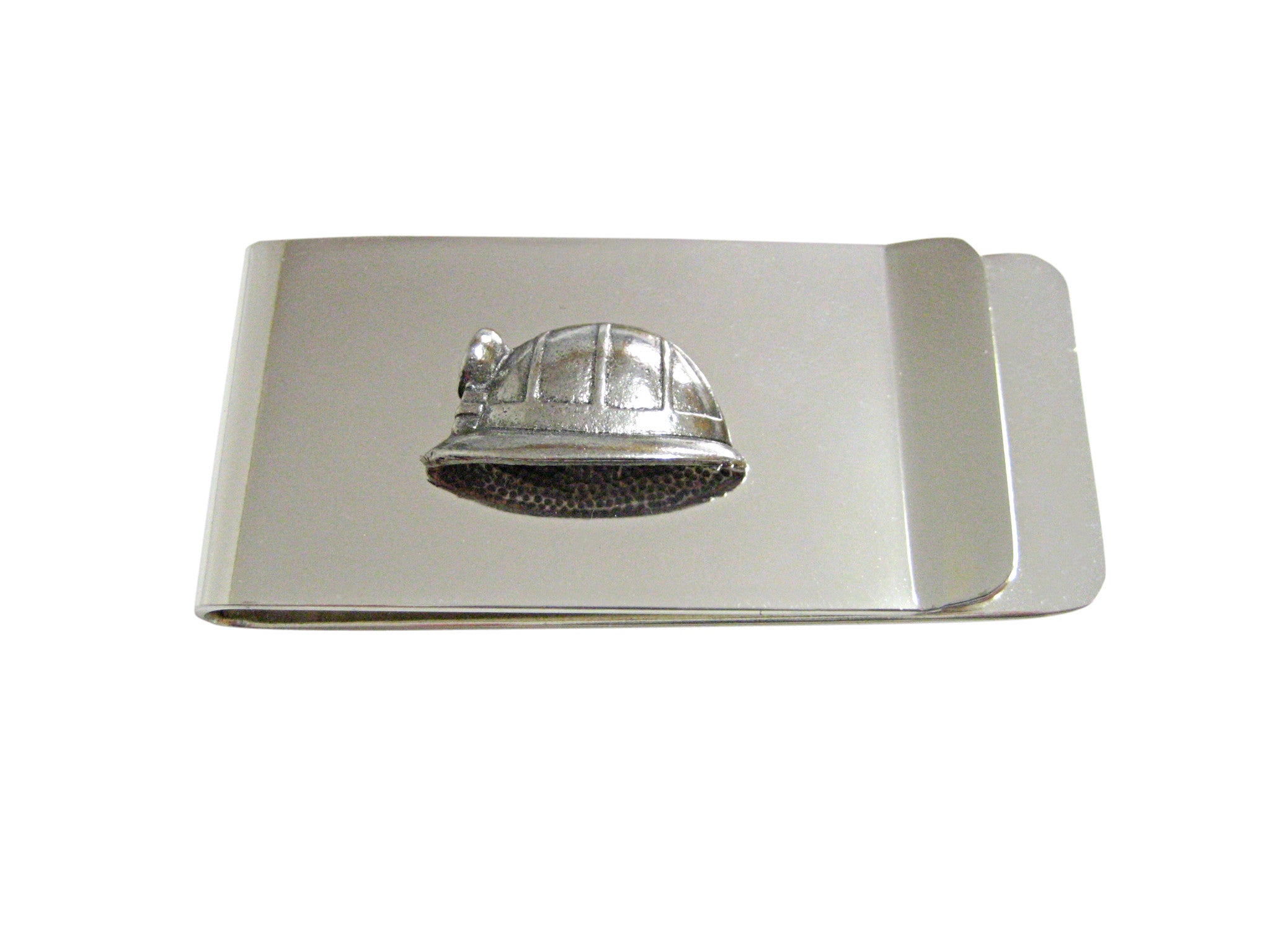 Silver Toned Textured Mining Helmet Money Clip