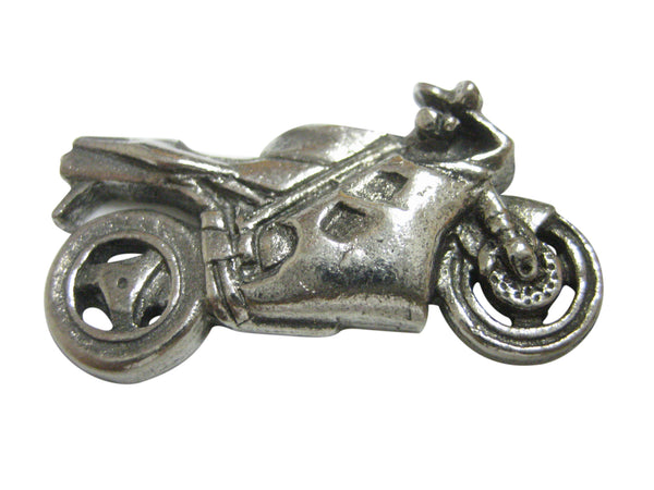 Silver Toned Textured Modern Motorcycle Magnet