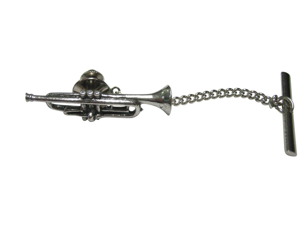 Silver Toned Textured Musical Trumpet Tie Tack