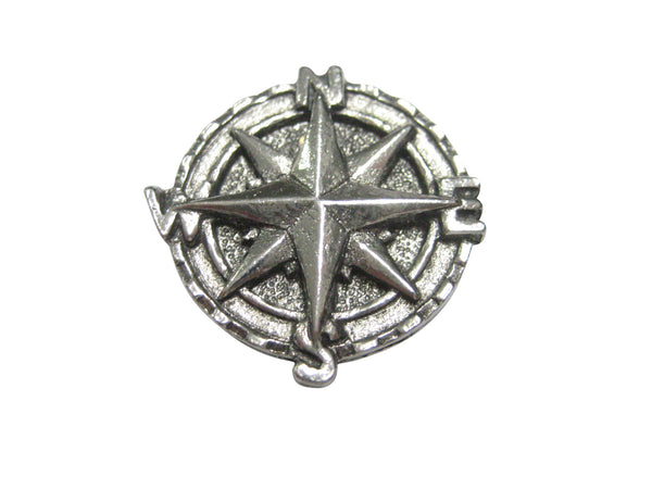 Silver Toned Textured Nautical Compass Magnet