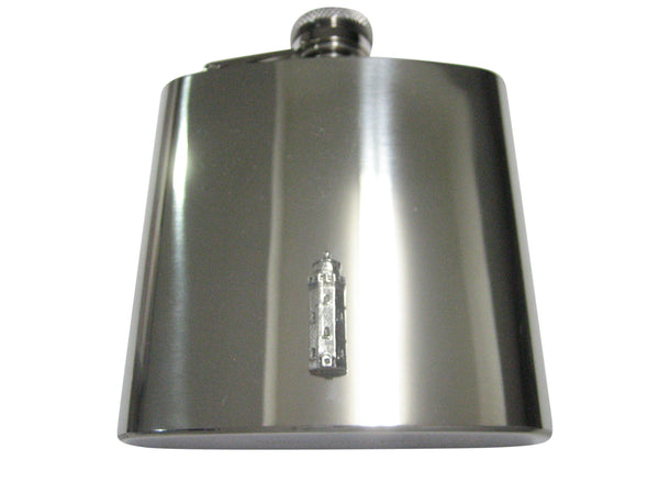 Silver Toned Textured Nautical Light House 6oz Flask