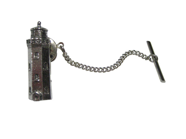 Silver Toned Textured Nautical Light House Tie Tack