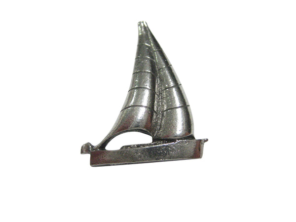Silver Toned Textured Nautical Sail Boat Magnet