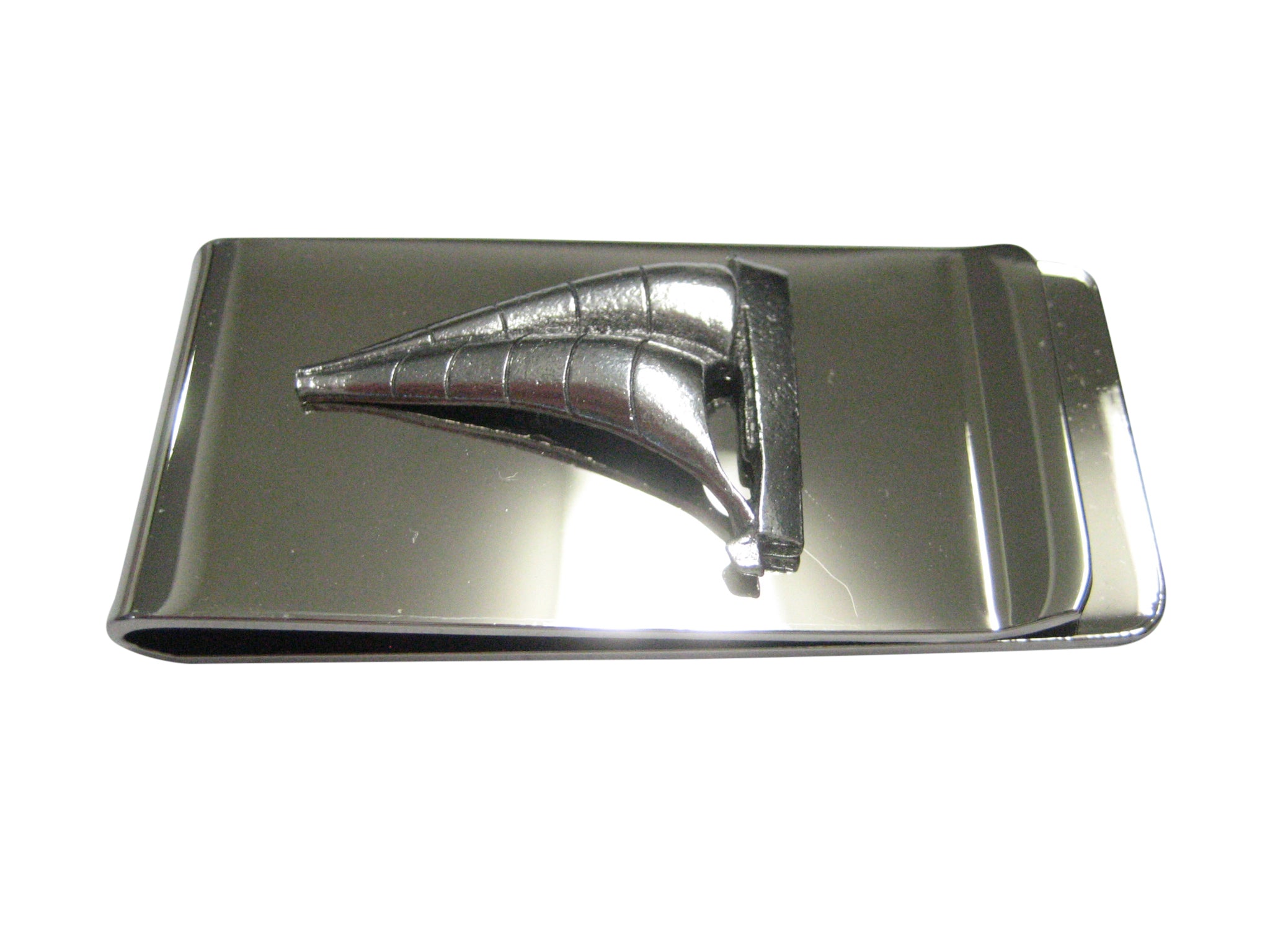 Silver Toned Textured Nautical Sail Boat Money Clip