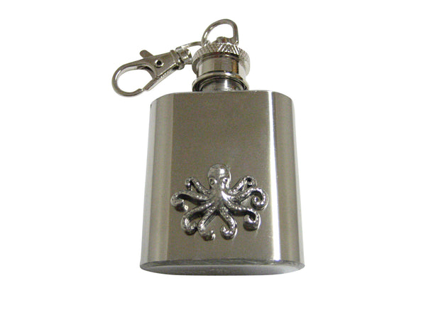 Silver Toned Textured Octopus 1 Oz. Stainless Steel Key Chain Flask