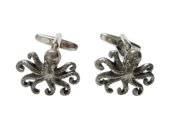 Silver Toned Textured Octopus Cufflinks