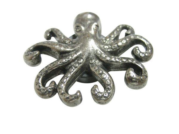 Silver Toned Textured Octopus Magnet