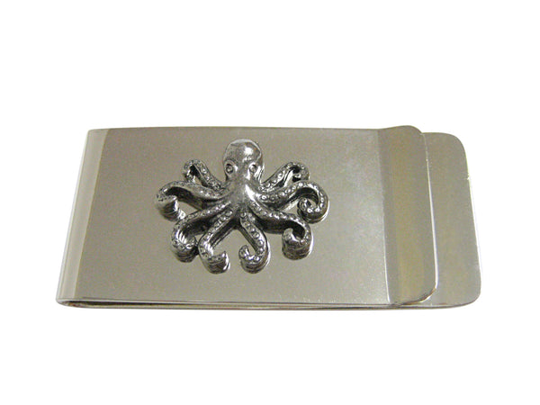 Silver Toned Textured Octopus Money Clip
