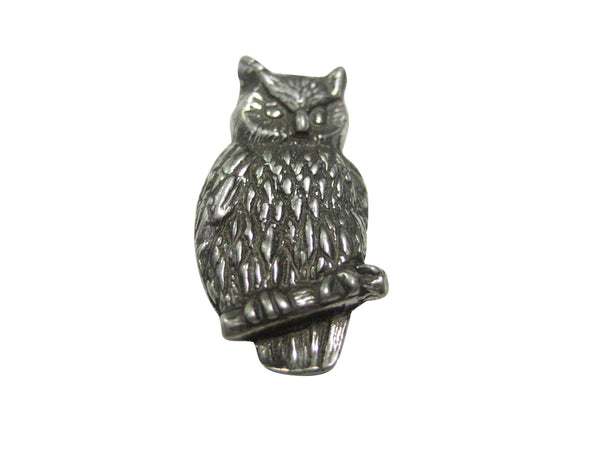 Silver Toned Textured Owl On Branch Magnet