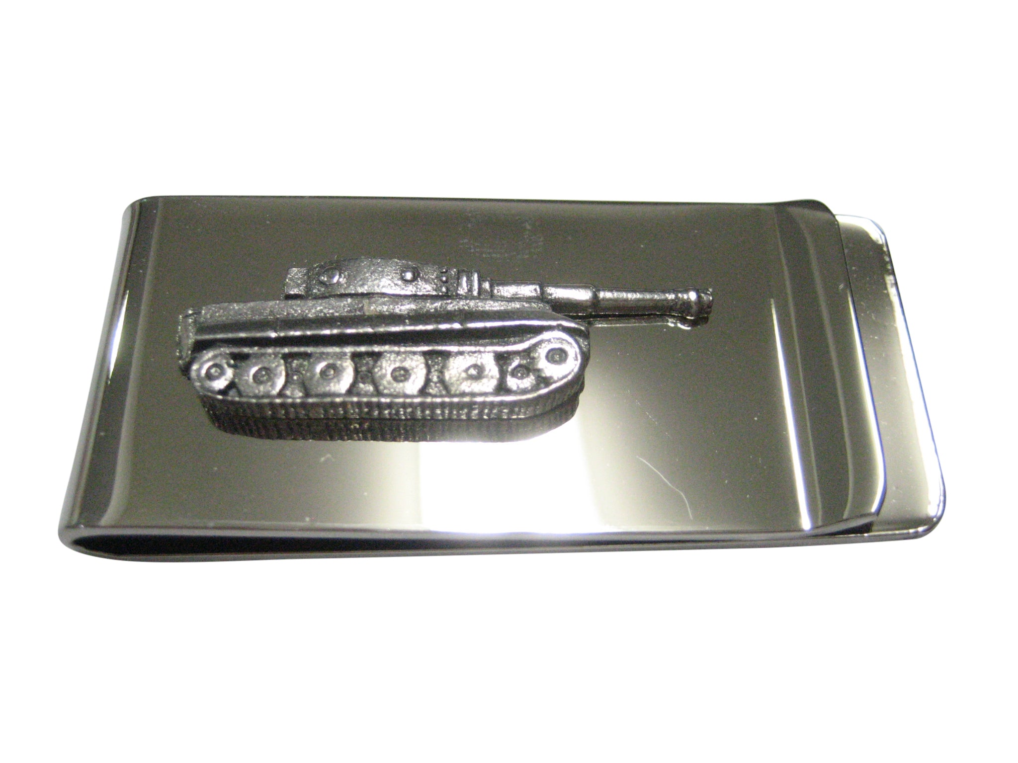 Silver Toned Textured Panzer War Tank Money Clip