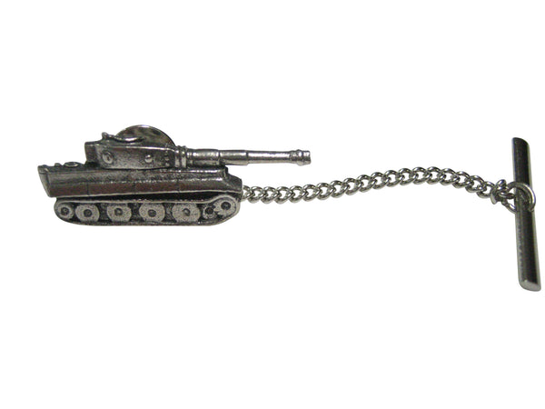 Silver Toned Textured Panzer War Tank Tie Tack
