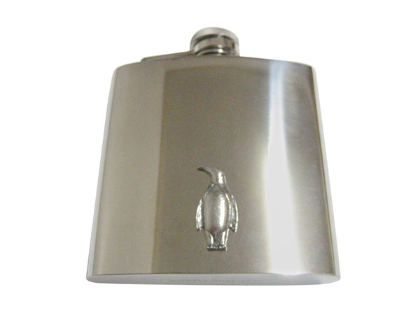 Silver Toned Textured Penguin Bird 6 Oz. Stainless Steel Flask