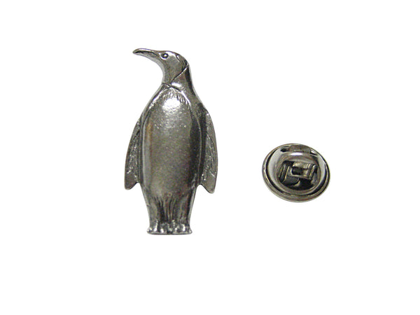 Silver Toned Textured Penguin Bird Lapel Pin