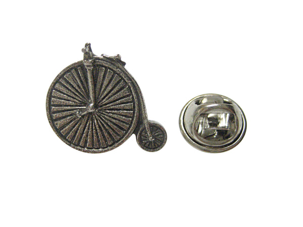 Silver Toned Textured Penny Farthing Retro Bicycle Lapel Pin