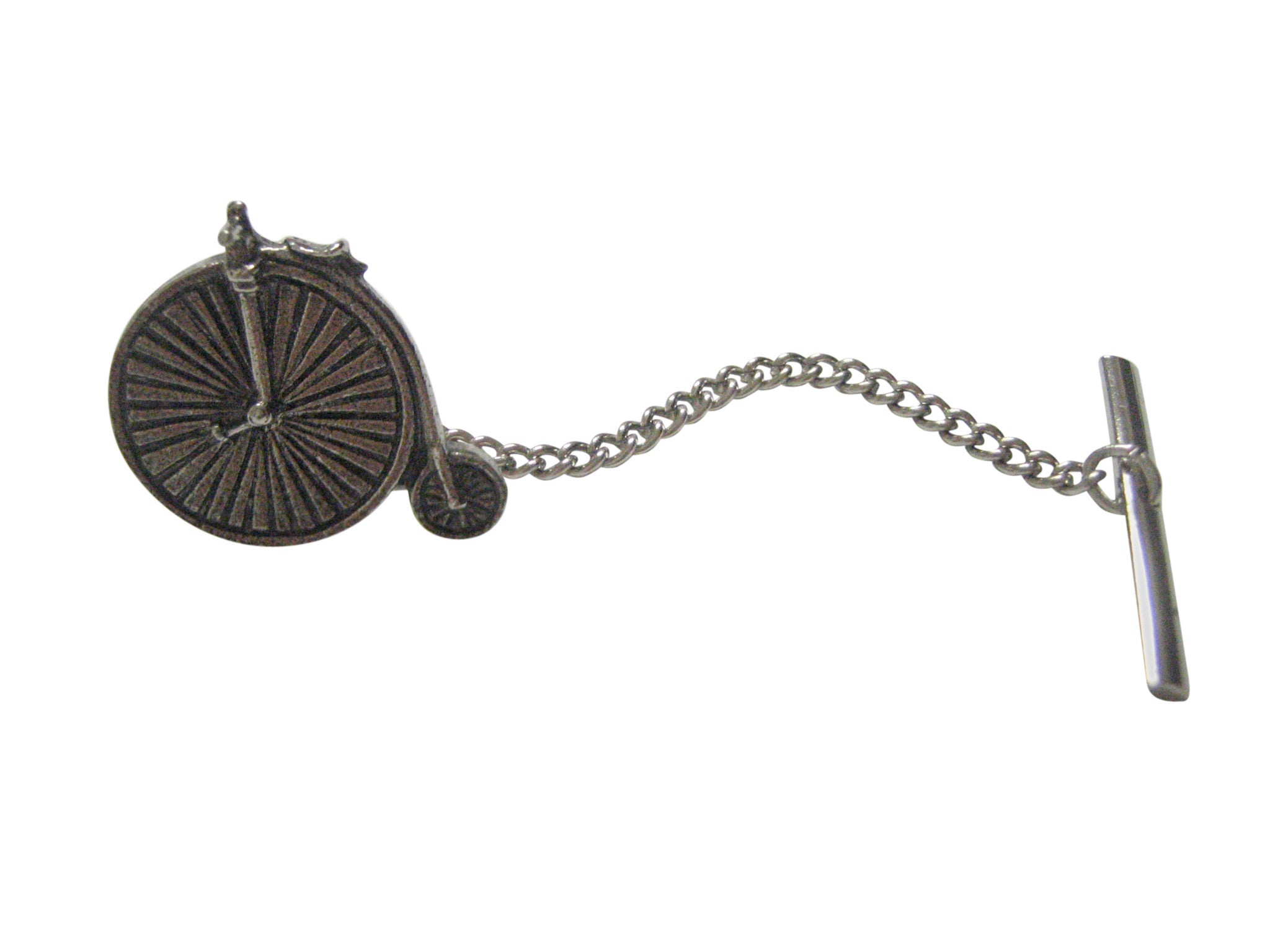 Silver Toned Textured Penny Farthing Retro Bicycle Tie Tack