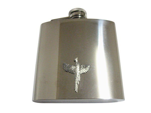 Silver Toned Textured Pheasant Bird 6 Oz. Stainless Steel Flask