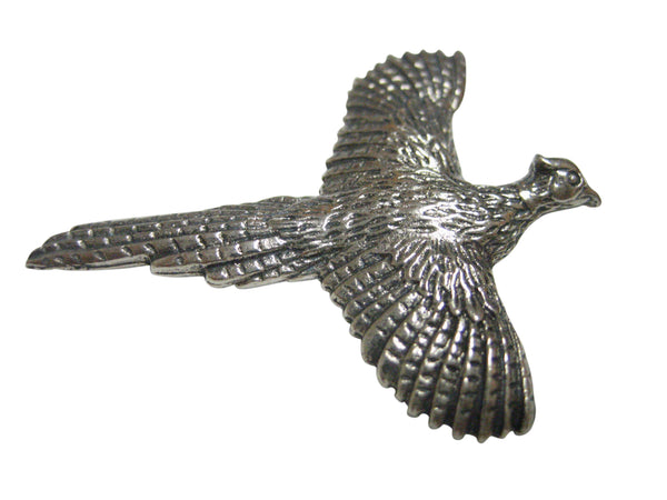 Silver Toned Textured Pheasant Bird Pendant Magnet
