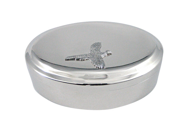 Silver Toned Textured Pheasant Bird Pendant Oval Trinket Jewelry Box