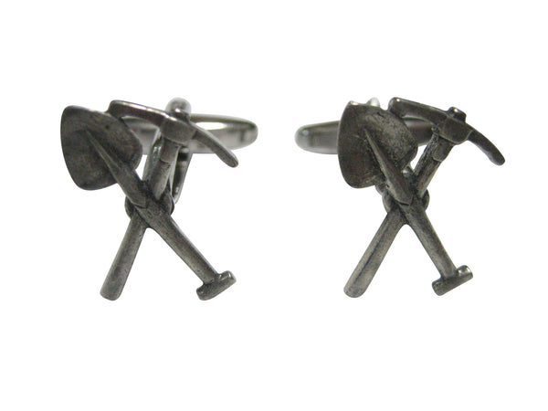 Silver Toned Textured Pick and Shovel Cufflinks