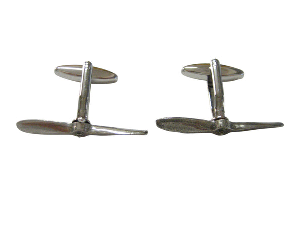 Silver Toned Textured Propeller Cufflinks