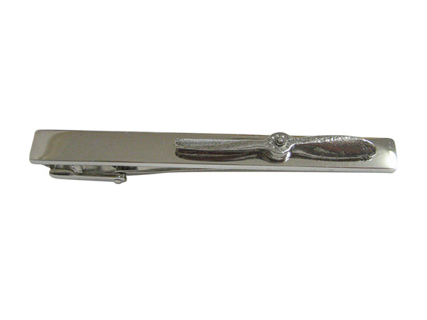 Silver Toned Textured Propeller Square Tie Clip