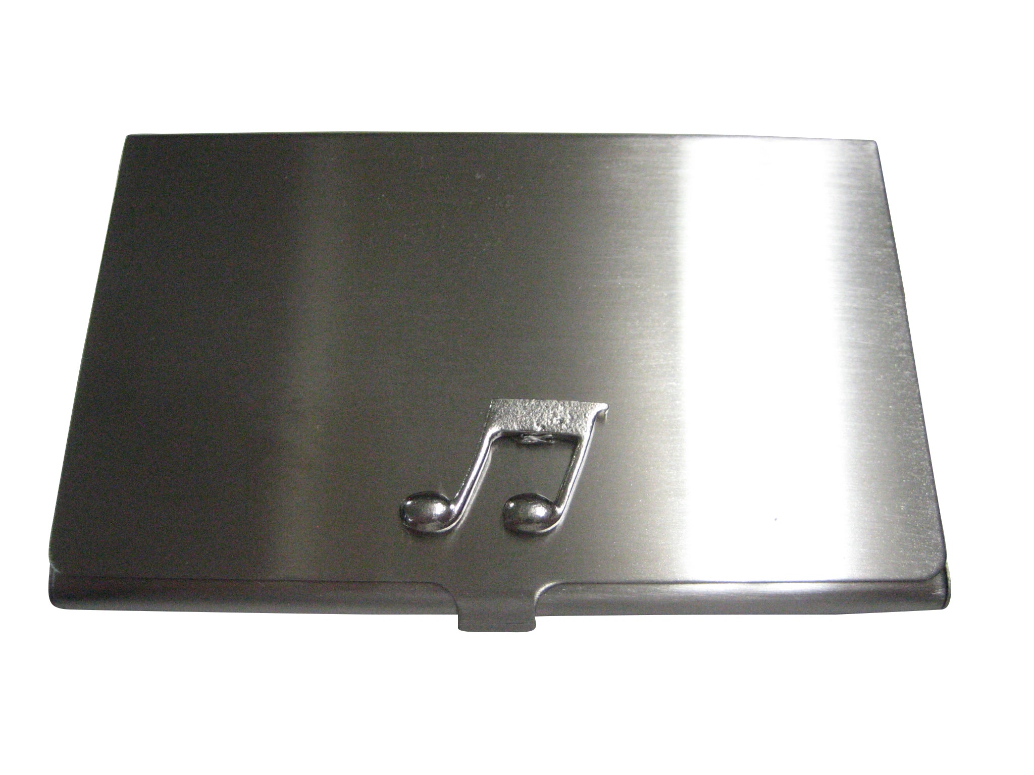 Silver Toned Textured Quaver Musical Note Business Card Holder