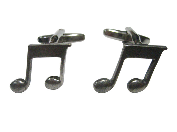 Silver Toned Textured Quaver Musical Note Cufflinks