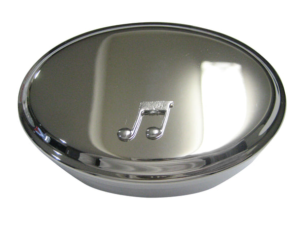 Silver Toned Textured Quaver Musical Note Oval Trinket Jewelry Box