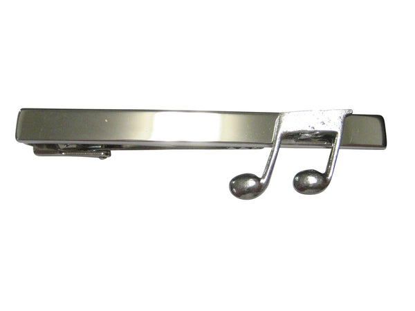 Silver Toned Textured Quaver Musical Note Tie Clip