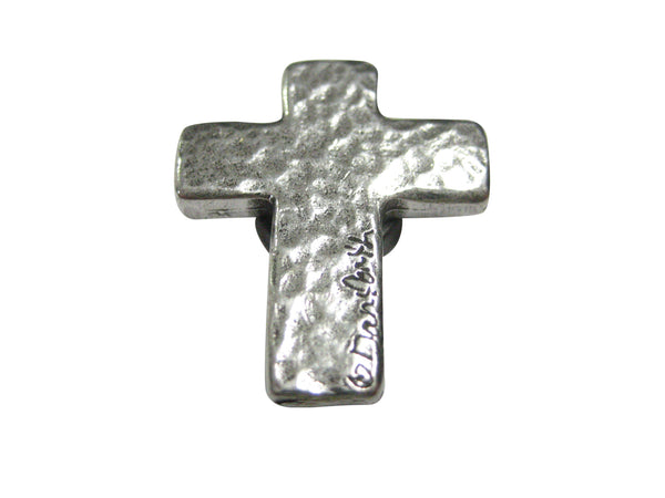 Silver Toned Textured Religious Cross Magnet
