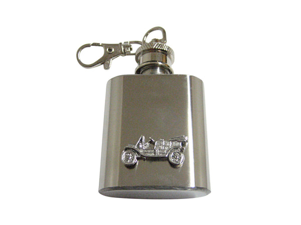 Silver Toned Textured Retro Car 1 Oz. Stainless Steel Key Chain Flask
