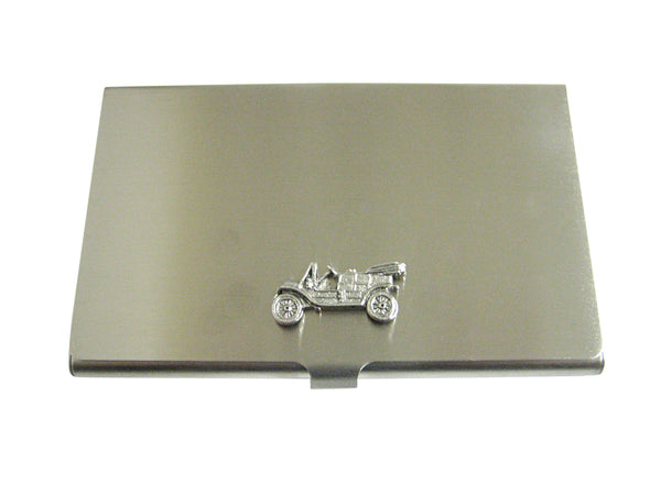 Silver Toned Textured Retro Car Business Card Holder