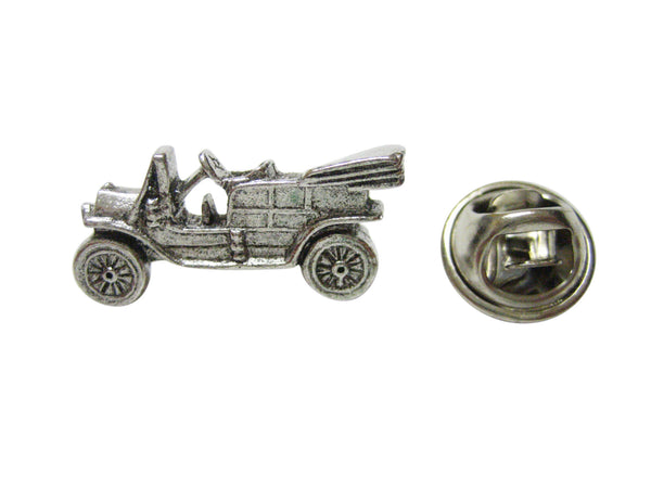 Silver Toned Textured Retro Car Lapel Pin
