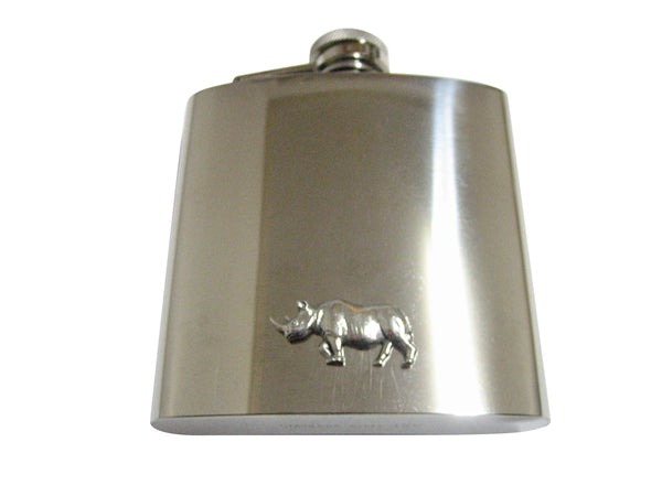 Silver Toned Textured Rhino 6 Oz. Stainless Steel Flask