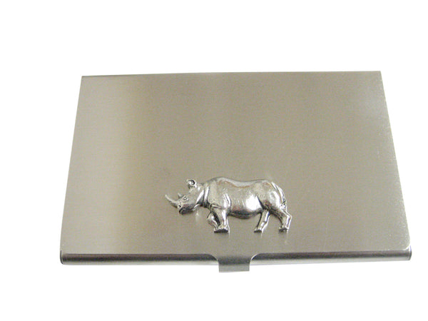Silver Toned Textured Rhino Business Card Holder