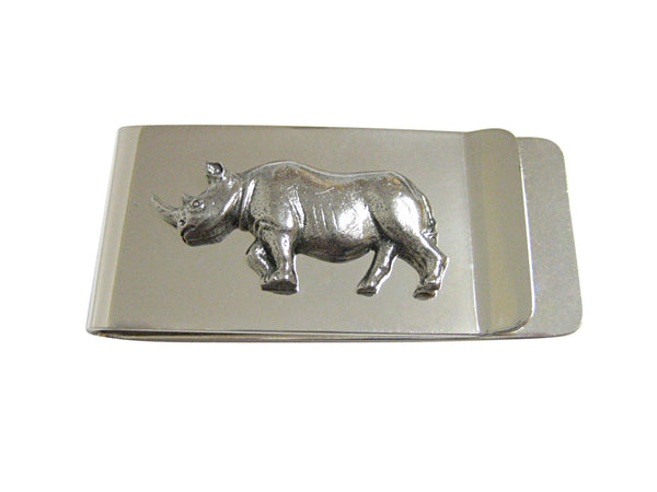 Silver Toned Textured Rhino Money Clip