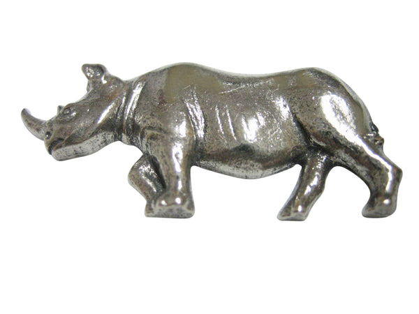 Silver Toned Textured Rhino Pendant Magnet
